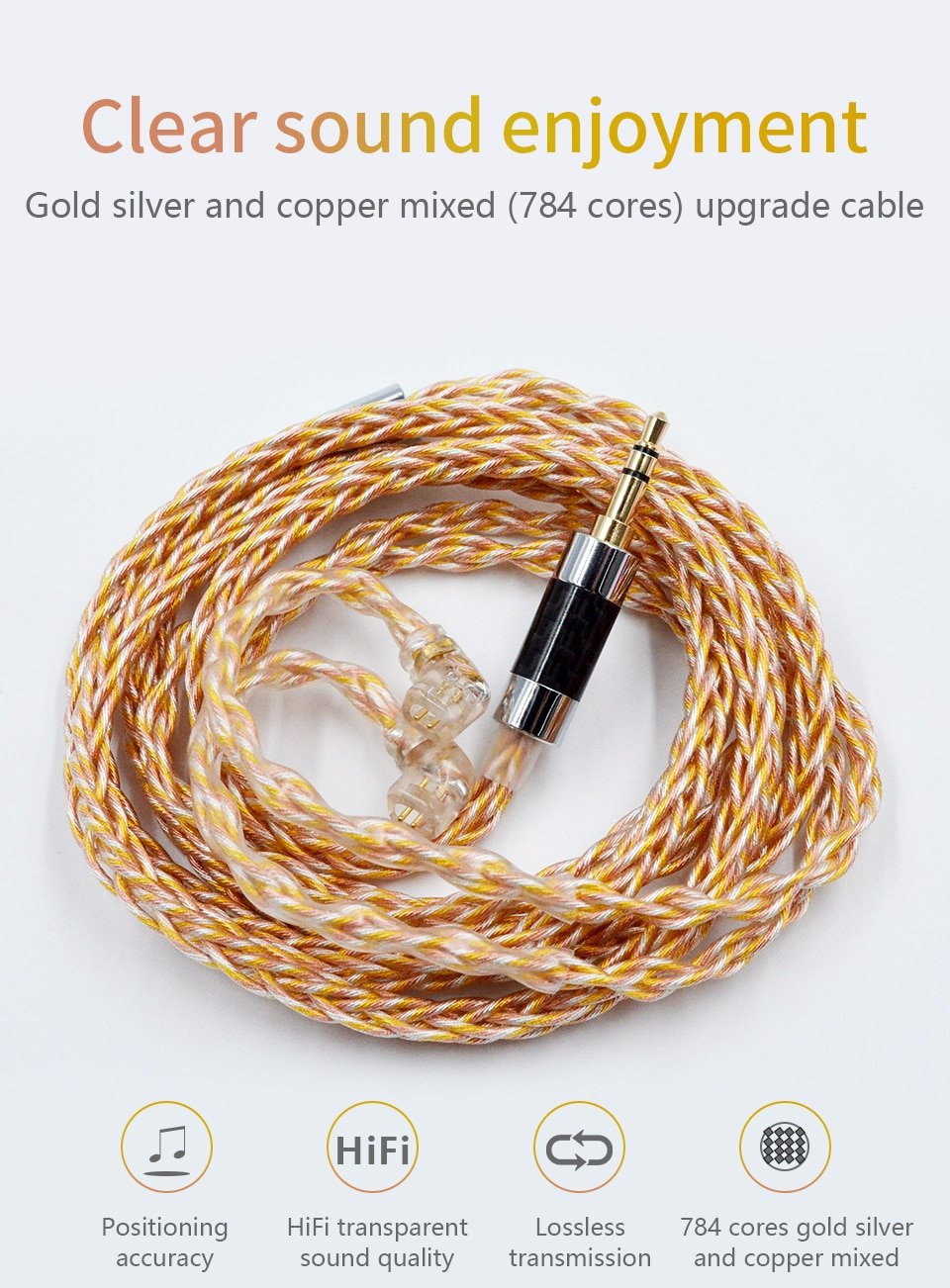 KZ - 90-7 Cable de actualización de alta resolución 784 Core - Dorado